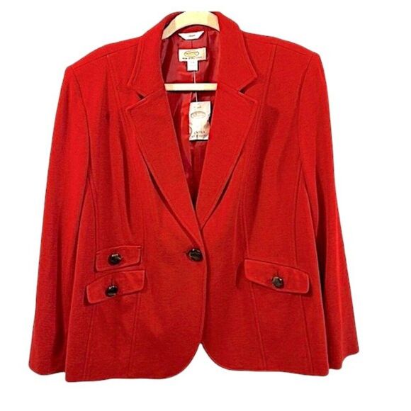 Talbots Blazer Red 18WP Jacket Stretch Wool NWT - Picture 1 of 14
